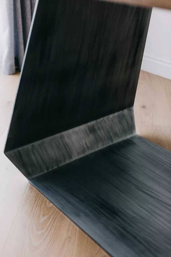 RECTANGULAR DINING TABLE WITH CURVED FLAT METAL LEGS