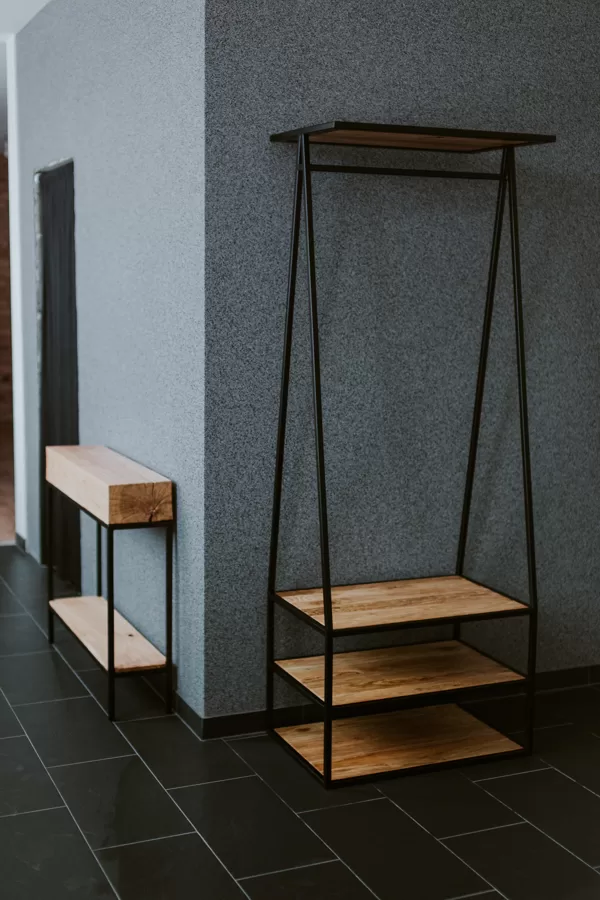 CONSOLE SHELF TABLE AND CLOTHING RACK